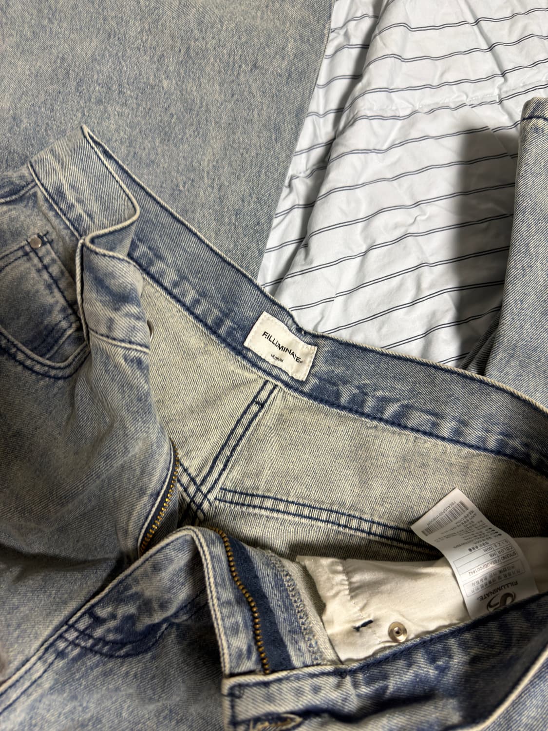 필루미네이트 데미지 워시드 데님 팬츠-미디엄 블루 상품이미지1