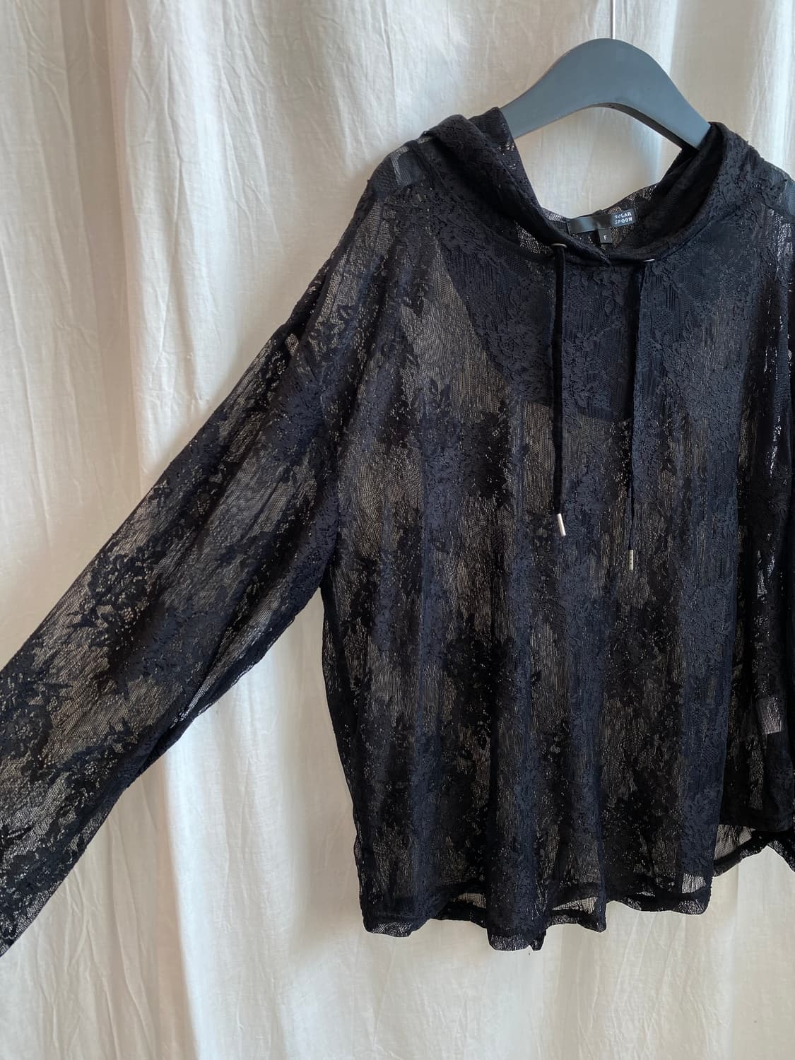 블랙 레이스 후드탑(F) 상품이미지4