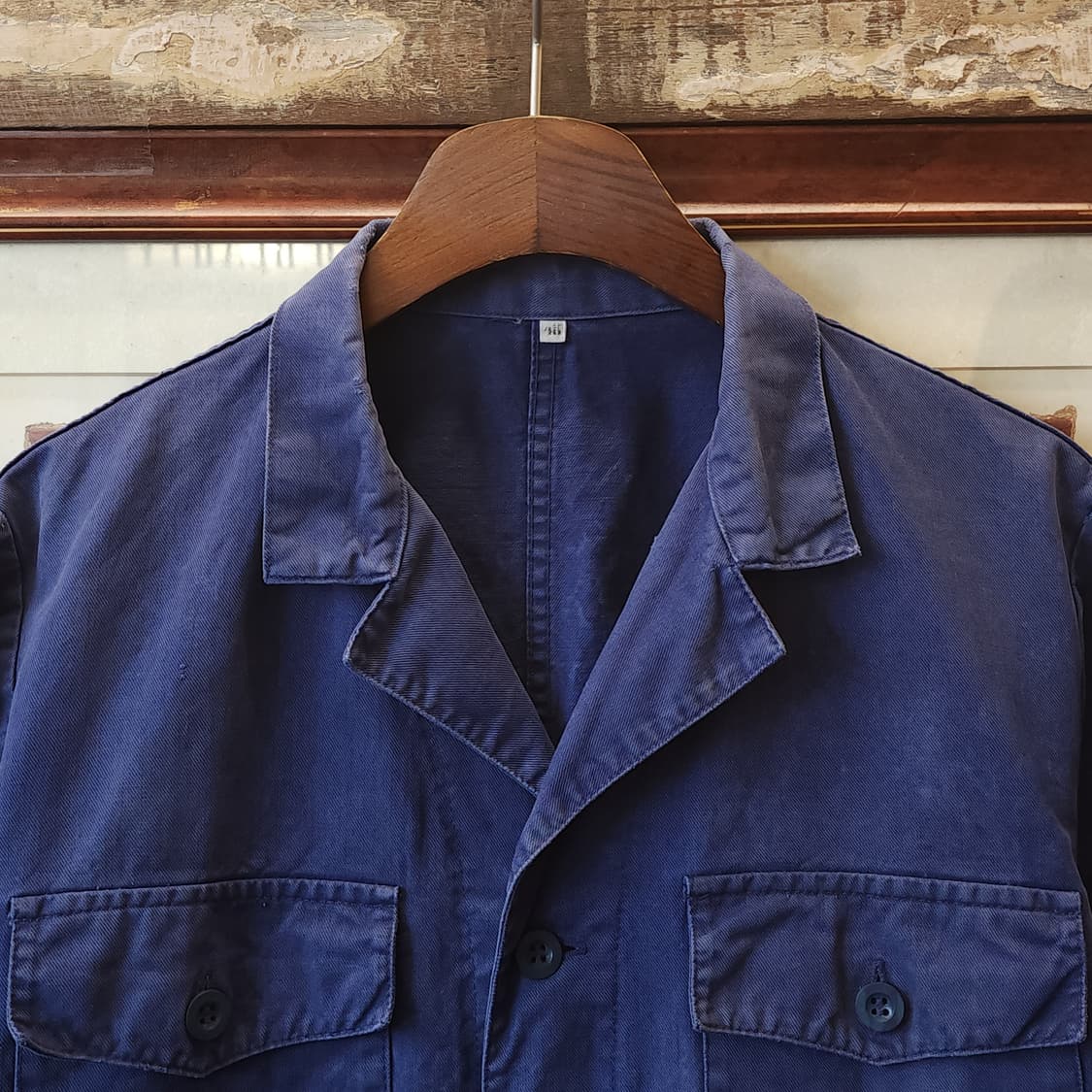 60s 프렌치 워크자켓 프렌치자켓 페이딩 블루 데미지 사파리 자켓 48 상품이미지4