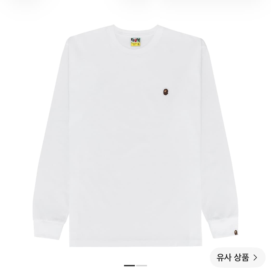 베이프 원 포인트 롱슬리브 티셔츠 화이트 상품이미지1