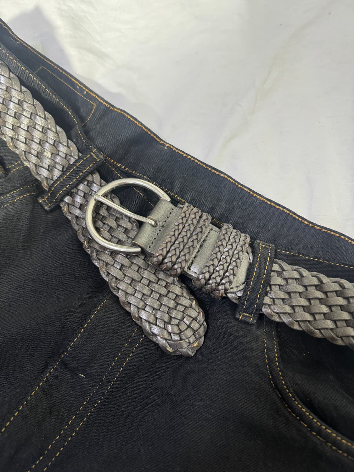 빈티지 위빙 레더 벨트 상품이미지1