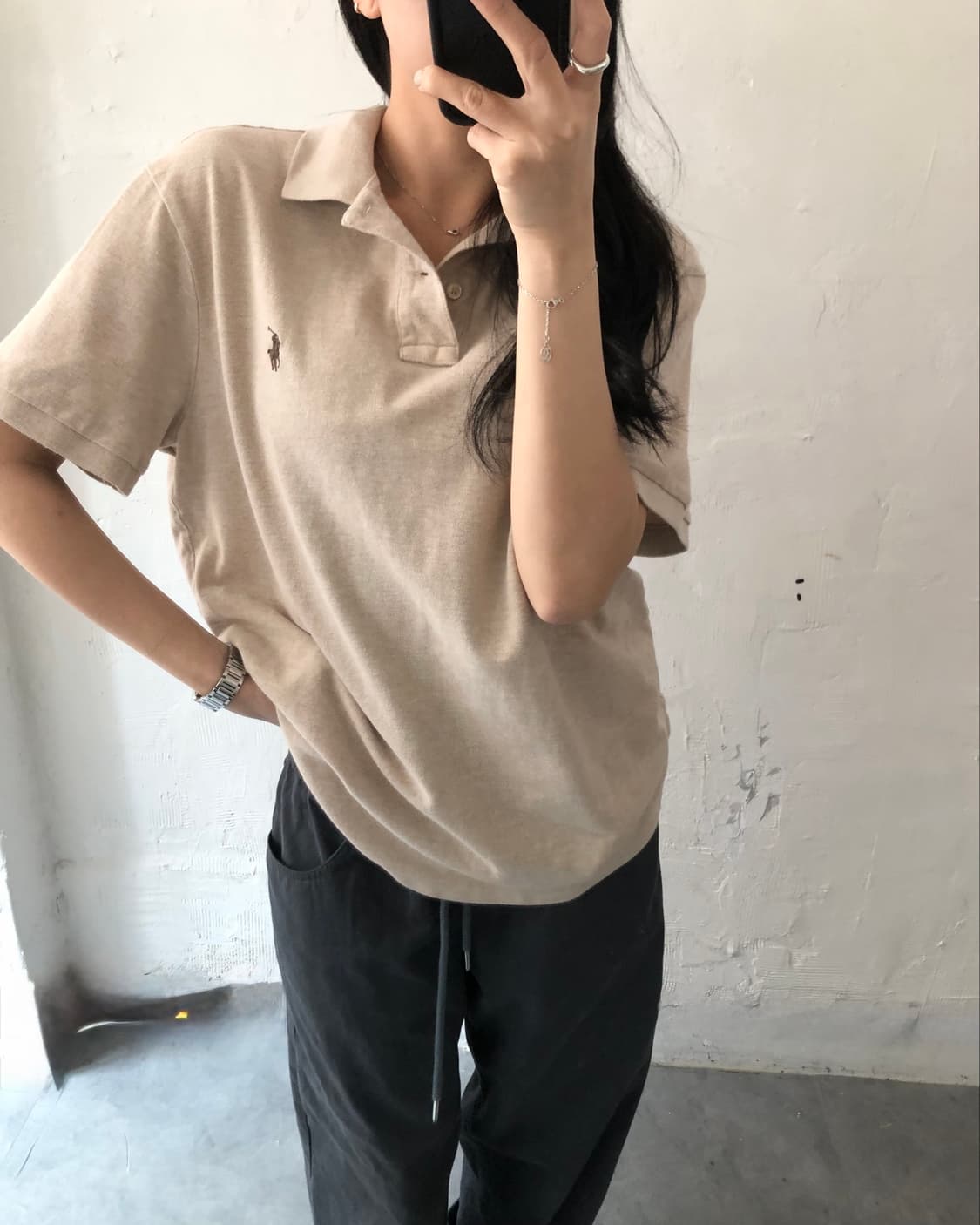 Polo 폴로 랄프로렌 QR신형 베이지컬러 PK 카라티셔츠 상품이미지3