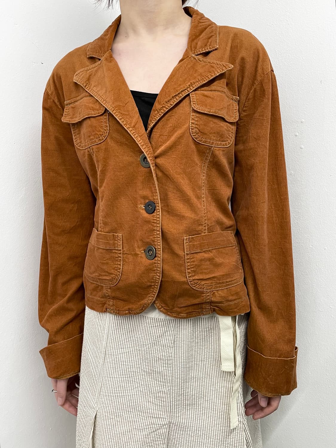브라운 코듀로이 버튼 자켓 상품이미지2