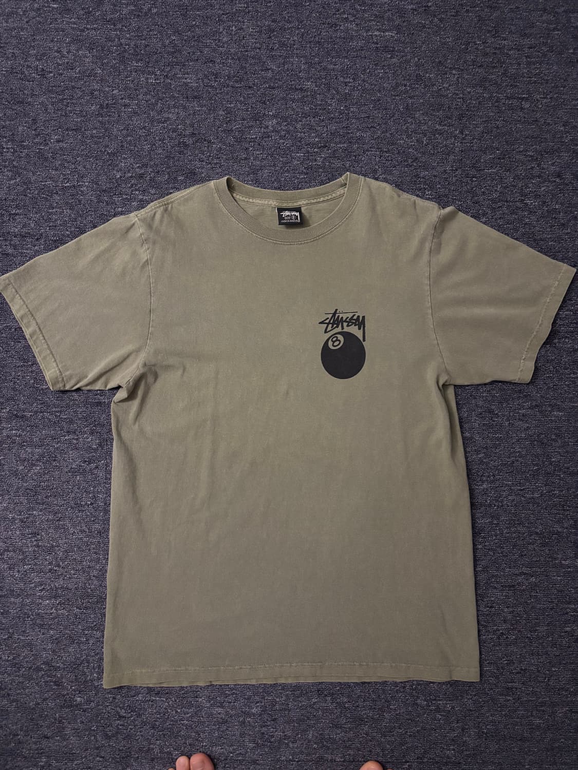 스투시 8볼 피그먼트 다이드 티셔츠 올리브 S 상품이미지2