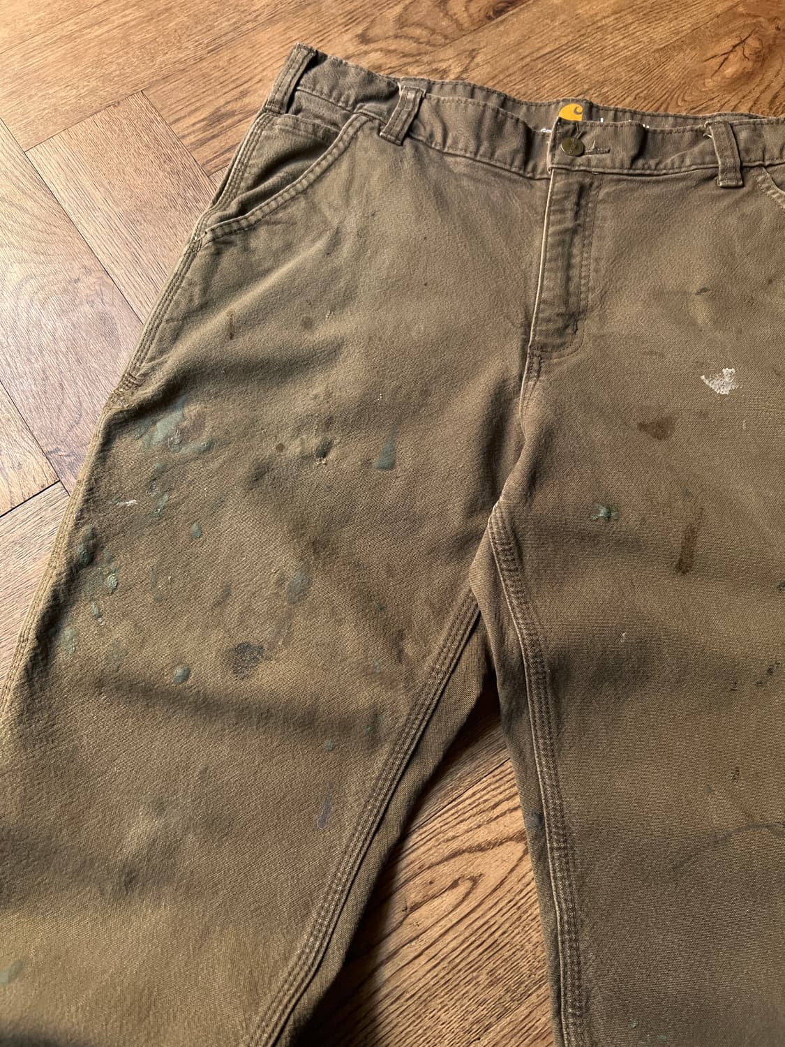 [34]칼하트 USA 더티워싱 다크브라운 싱글니 카펜터 워크 팬츠 상품이미지3