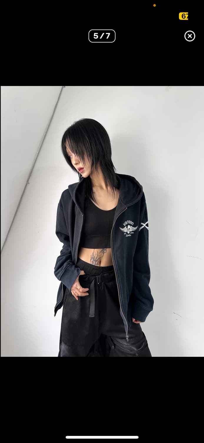 밴슨 스컬 아트워크 로고 프린팅 후드집업 상품이미지5