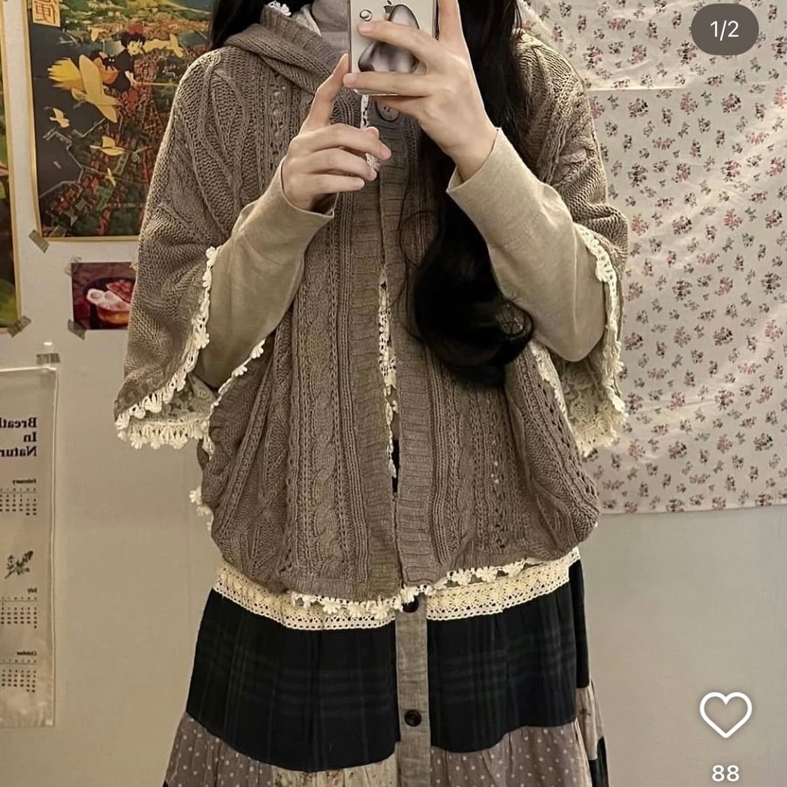 어스뮤직 양면케이프 빈티지 케이프 상품이미지2