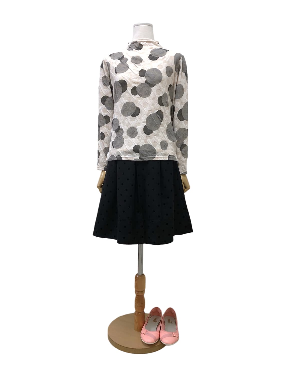 플라워 도트 터틀넥 목폴라 티셔츠 상품이미지2