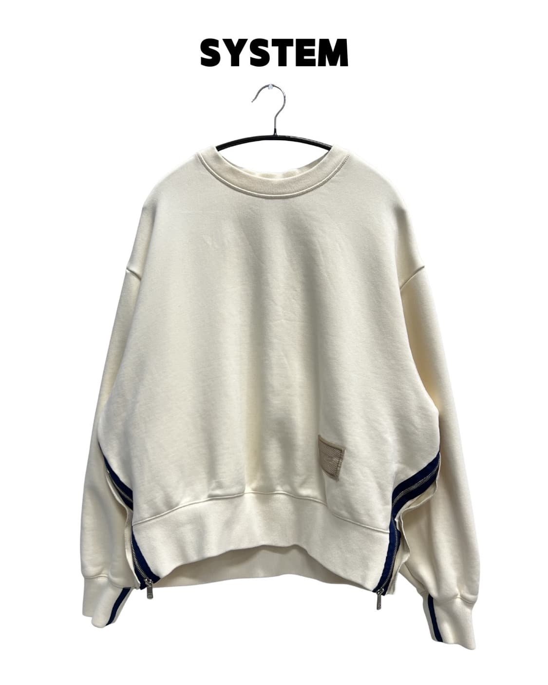 시스템 사이드지퍼 맨투맨 아이보리 상품이미지1