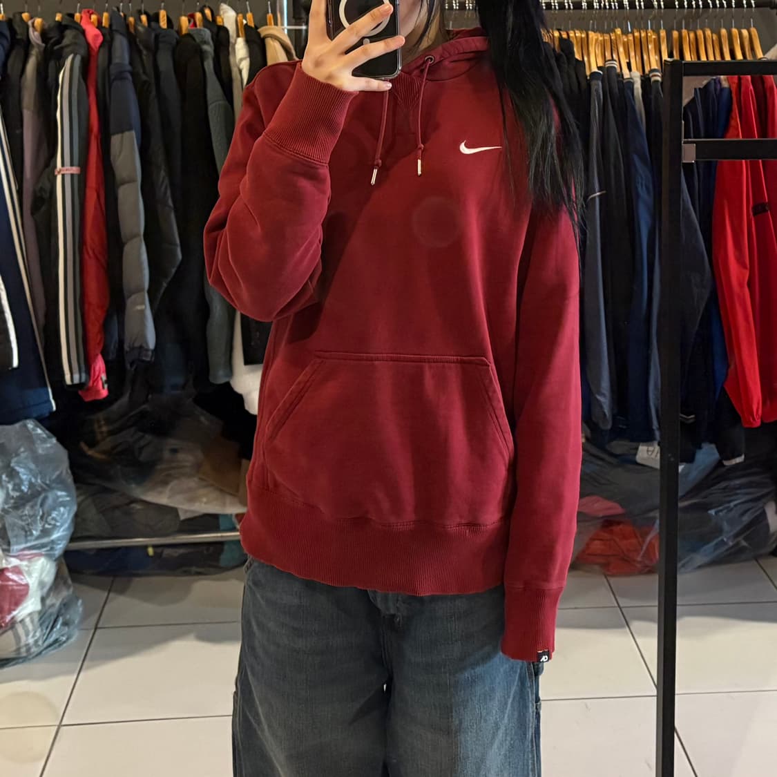 나이키 스우시 후드 버건디 상품이미지1