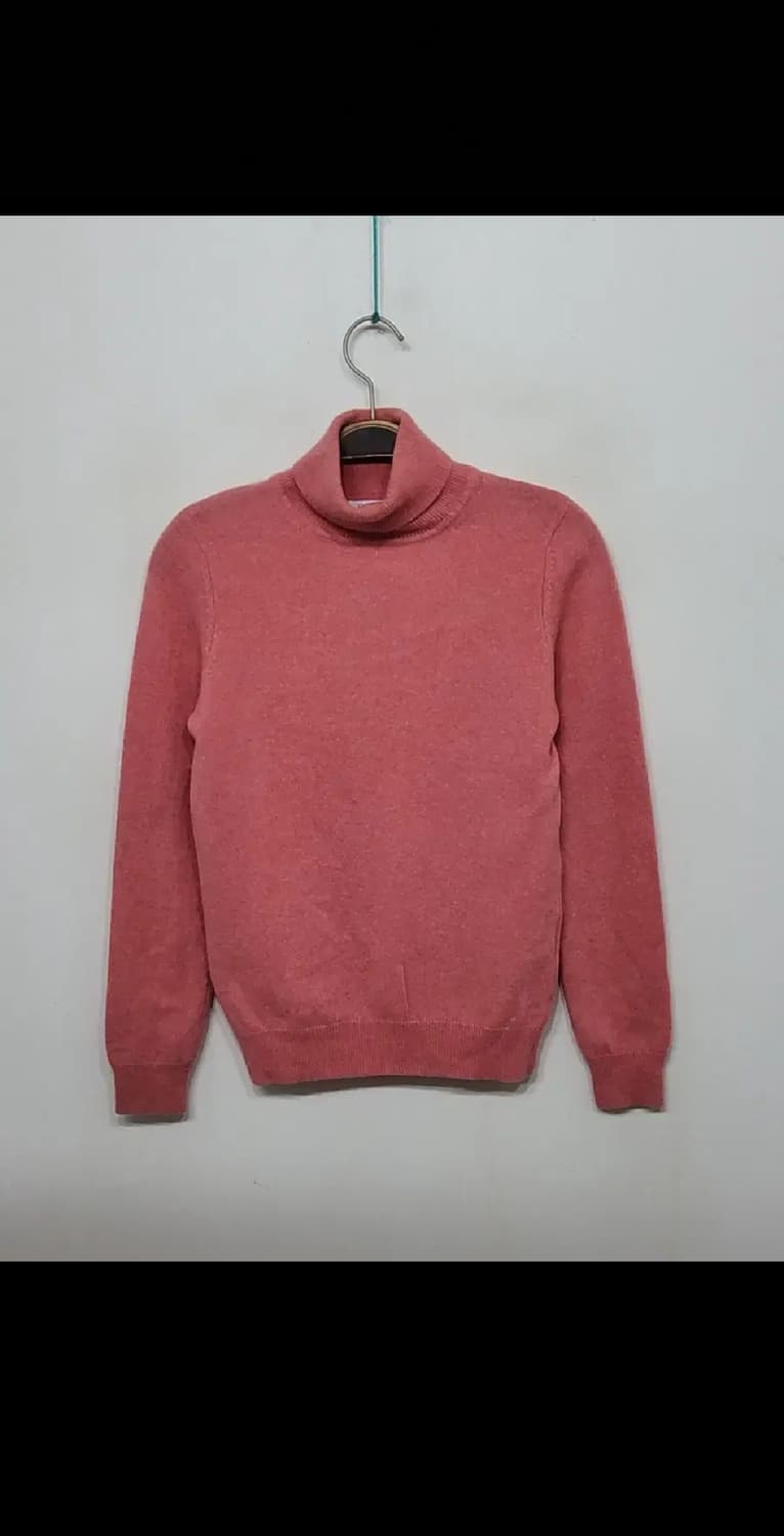 (S) 목폴라 캐시미어 니트 살구색 무지 터틀넥 스웨터  상품이미지1