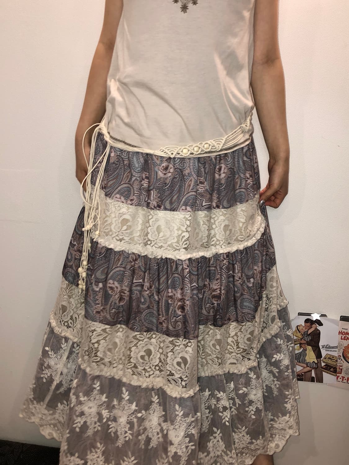 jpn vintage 보헤미안 레이스 맥시스커트 상품이미지4