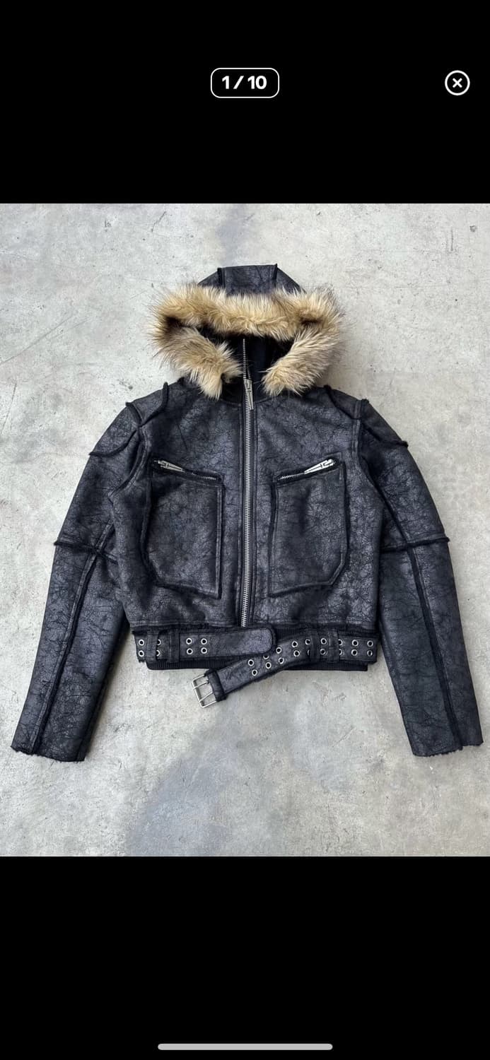 Distressed Faux Leather Jacket 상품이미지1