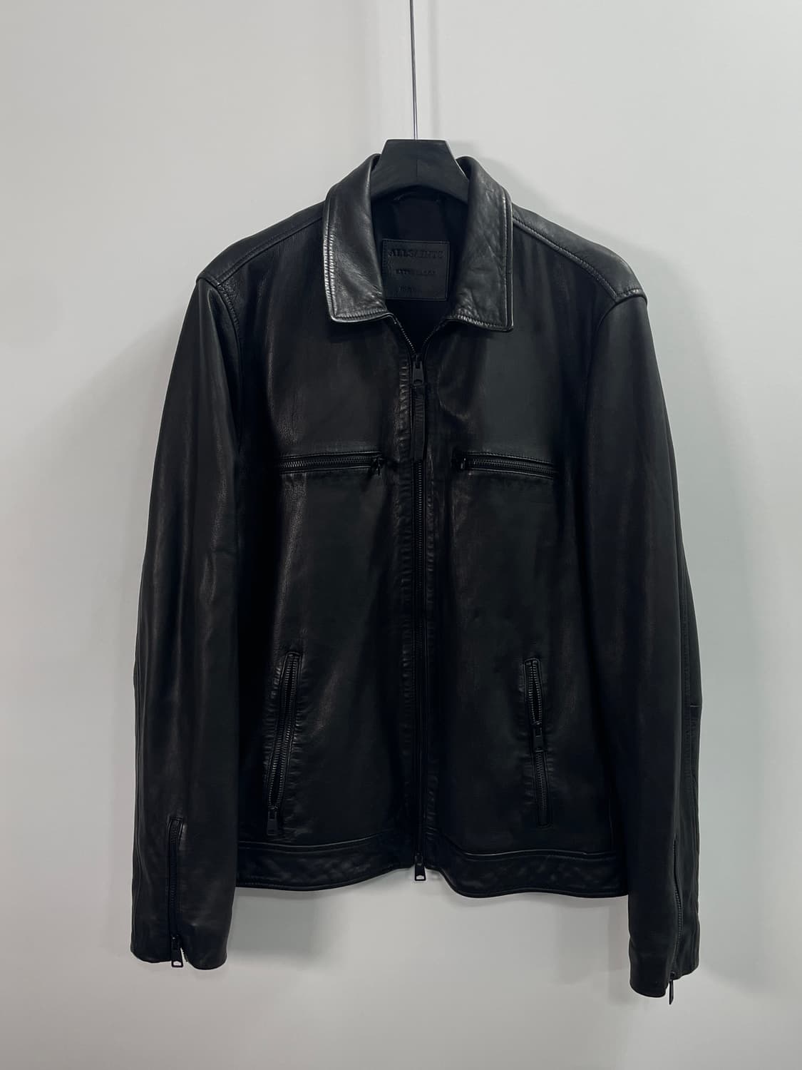 올세인츠 블랙 리얼레더 라이더 자켓 (on.659)   상품이미지1