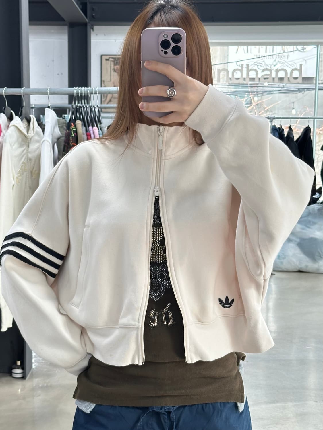 아디다스 뉴클래식 크롭 투웨이 트랙탑져지 크림 상품이미지3