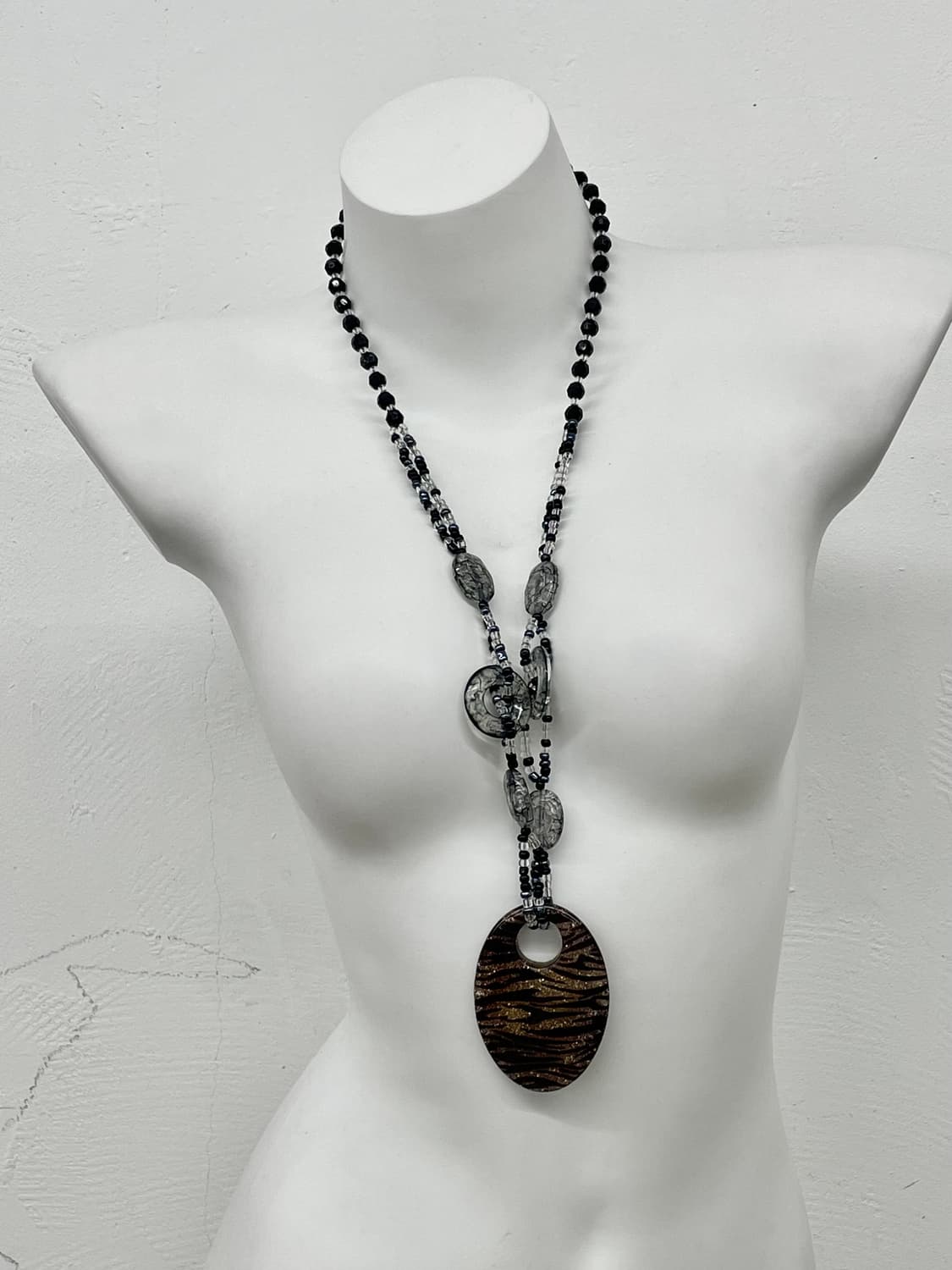 y2k 지브라 비즈 글리터 롱 네크리스 상품이미지1