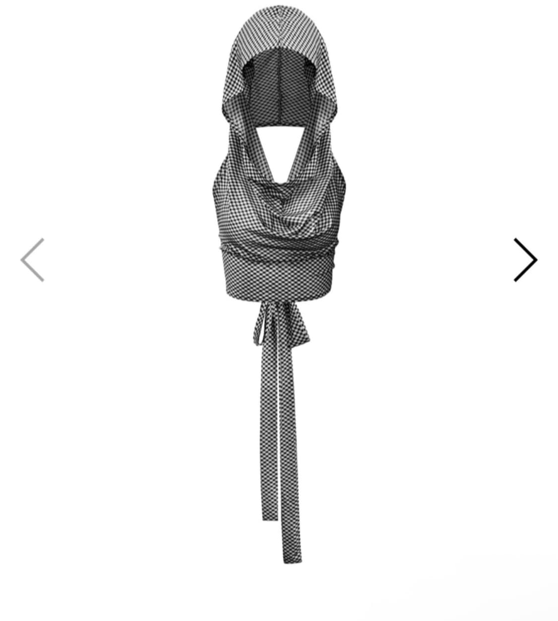 [새상품] 0104 백리스 홀터 후디_ 블랙체크 상품이미지1