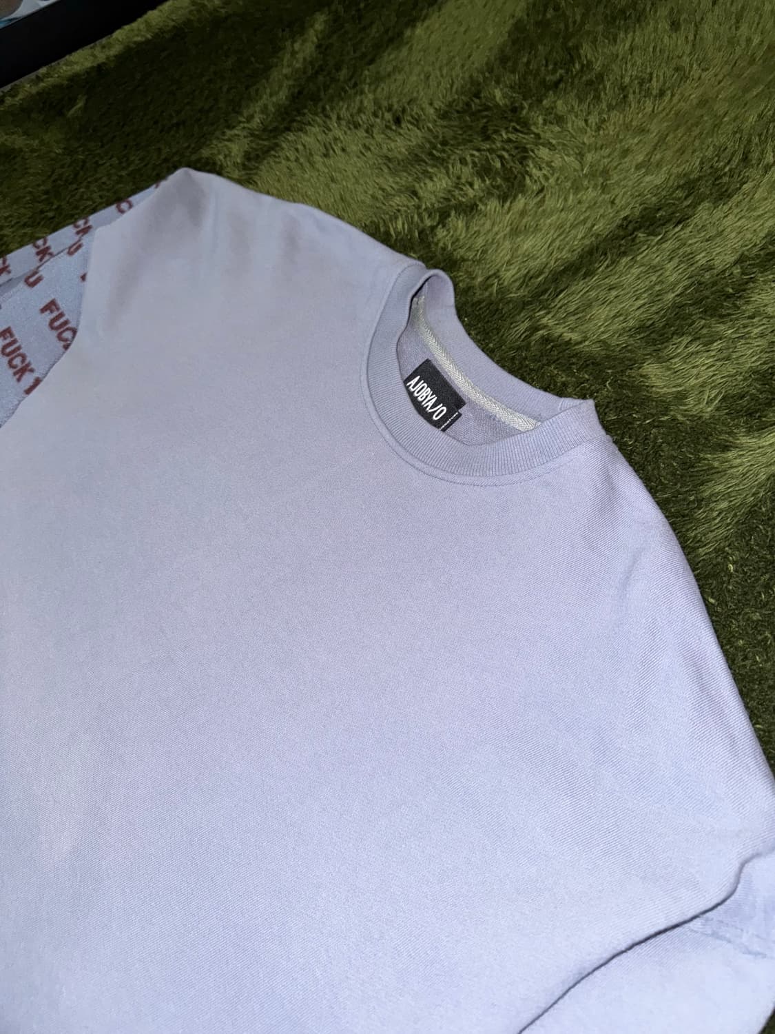 [XL] 아조바이아조 FUCK YOU 니트 믹스 스웻 셔츠 퍼플 상품이미지2