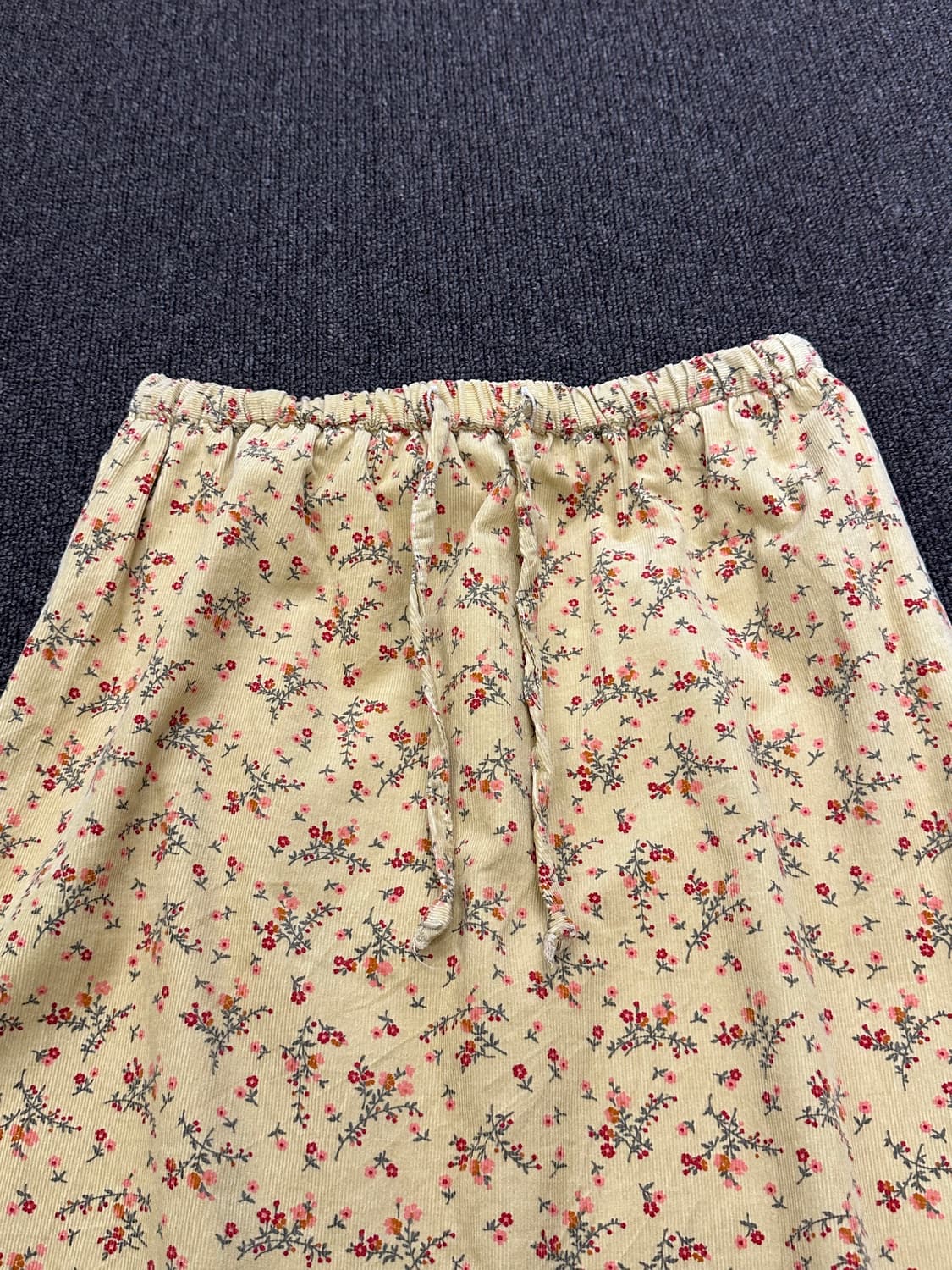 M)Japanese vintage 플라워 패턴 코듀로이 옐로우 미디 스커 상품이미지5