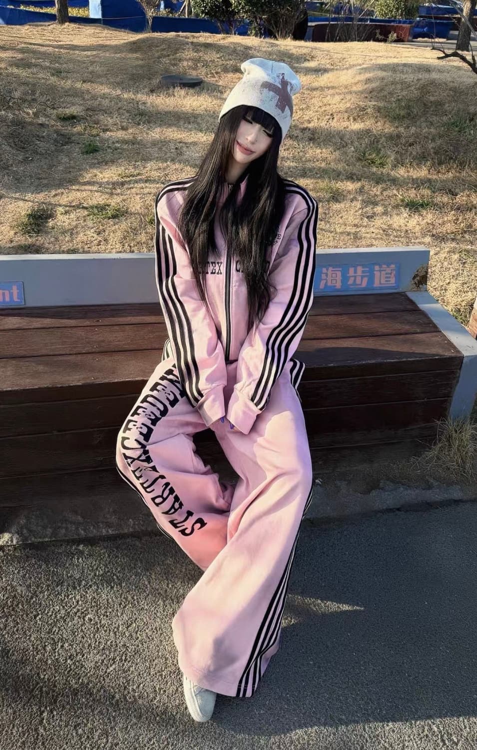 Pink Washed Zip Hoodie Two-Piece Set 상품이미지3