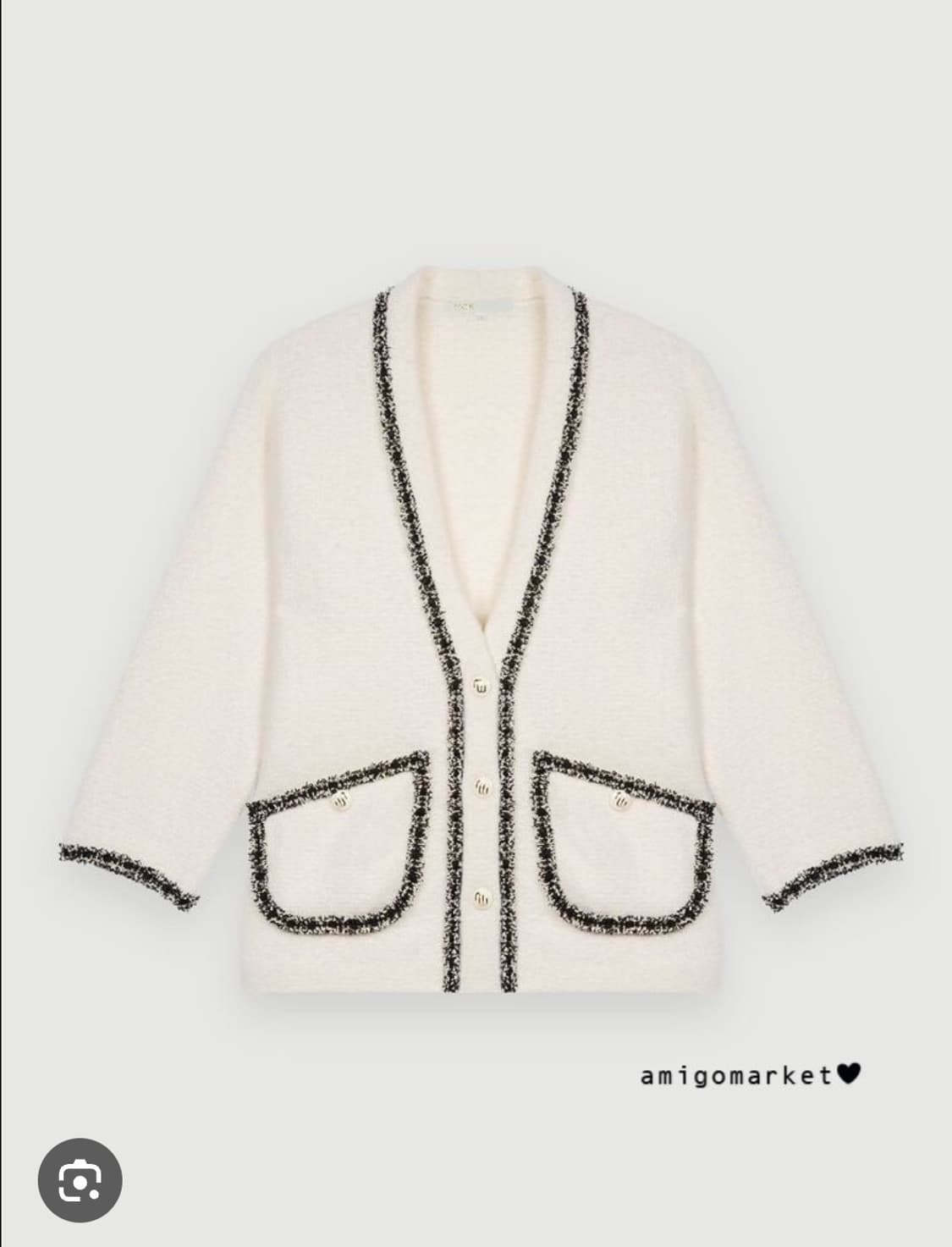 마쥬 maje 트위드 스타일 배색 포켓 가디건 36사이즈 상품이미지1