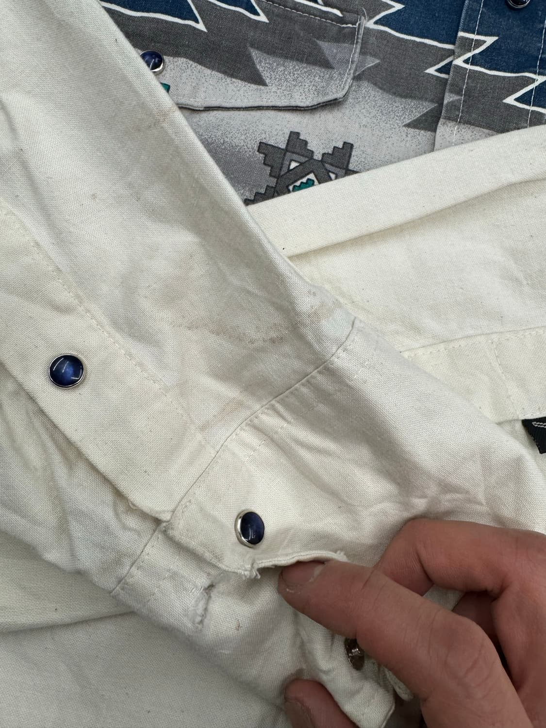 OS)BROIKS&DOWN 빈티지 나바호 패턴 투톤 셔츠 상품이미지6