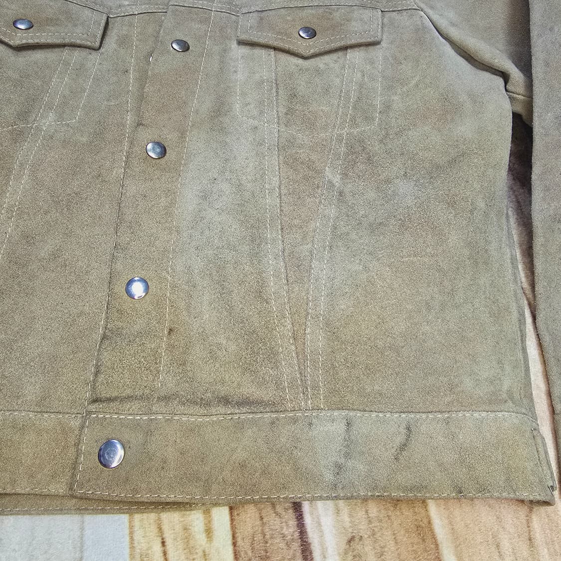 90s 재팬 빈티지 소가죽스웨이드 type 3rd 트러커 자켓 L 상품이미지4