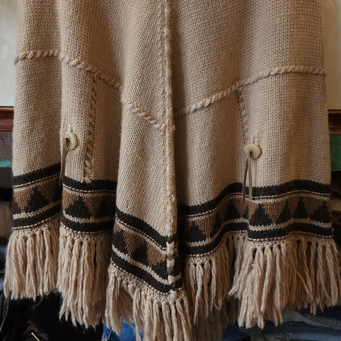 폴로 랄프로렌 인디언 울 후드 판쵸 케이프 코트 S 상품이미지6