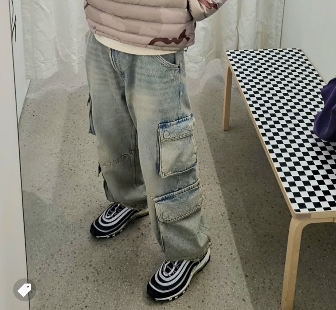 30(eu38) 자라 유틸리티 카고 와이드 데님진 연청 아이스 블루 상품이미지1