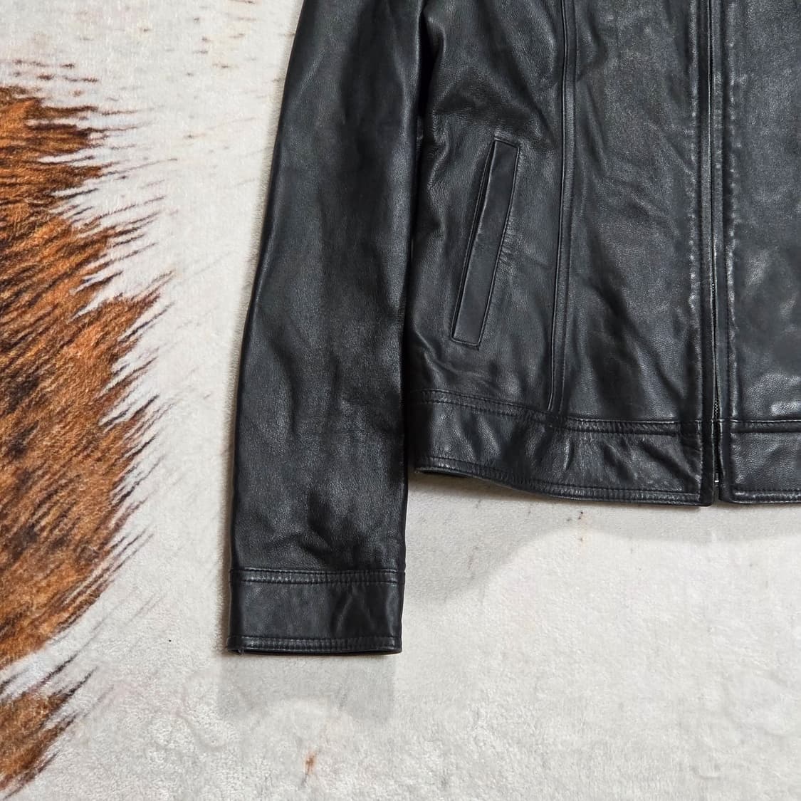 리얼레더 넥버클 블랙 양가죽 자켓 상품이미지3