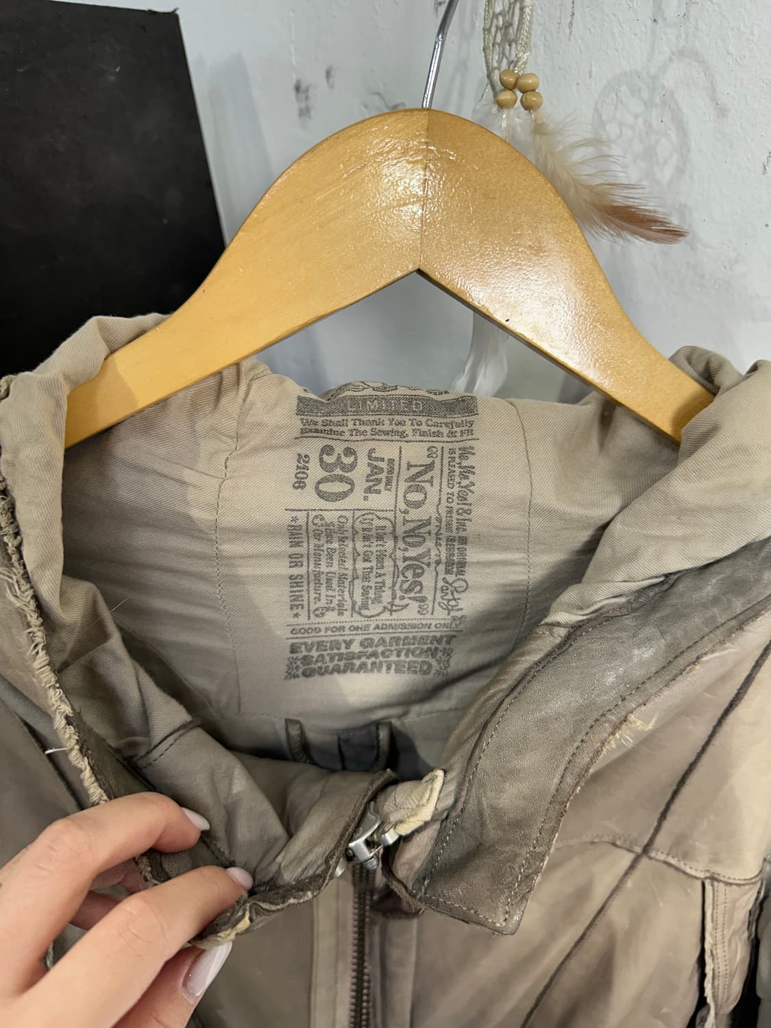 Jpn nonoyes 가죽 롱후디 하이넥 자켓 상품이미지7