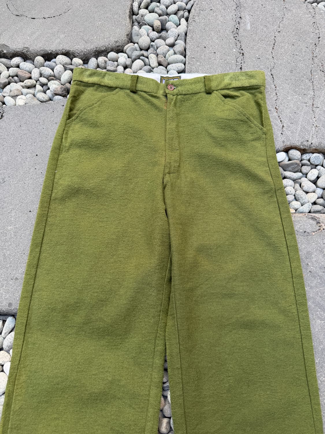 90s HSF OLIVE GREEN HAIRY WOOL 헤어리울 워크팬츠 상품이미지3