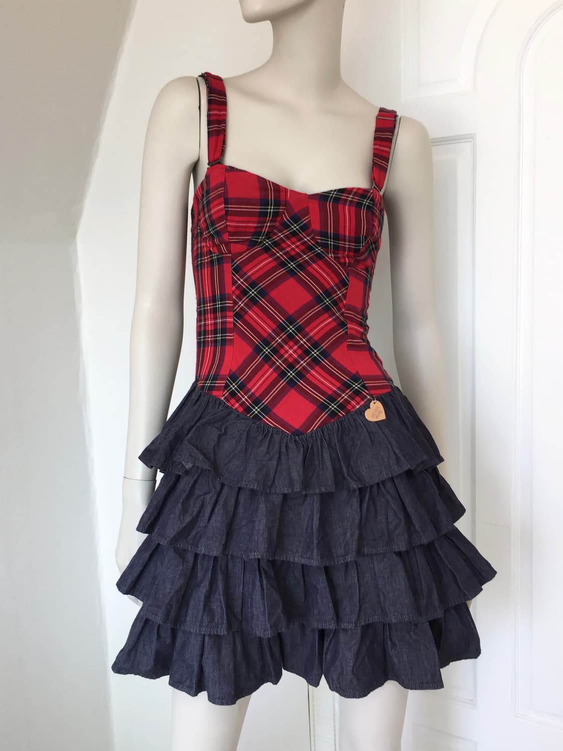 Italy Made  Tartan Plaid  Ruffle  Dress 상품이미지3