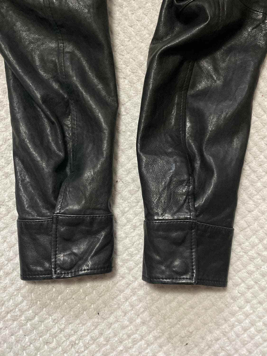 웨스턴 무드 램스킨 양가죽 절개 포켓 레더 자켓 상품이미지7