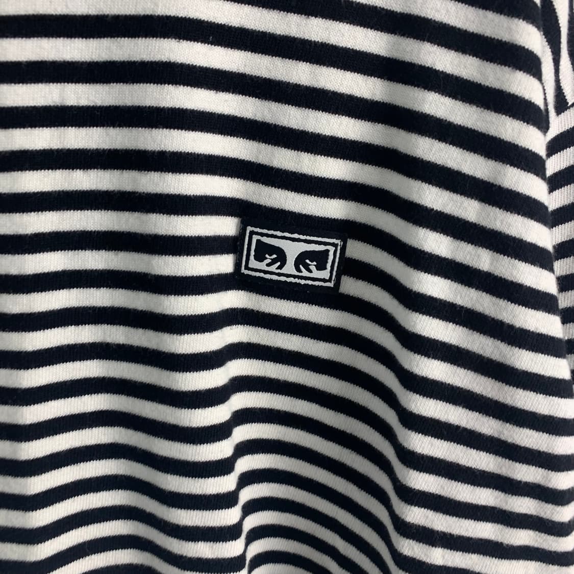 오베이 자수로고 스트라이프 단가라 롱슬리브 상품이미지3