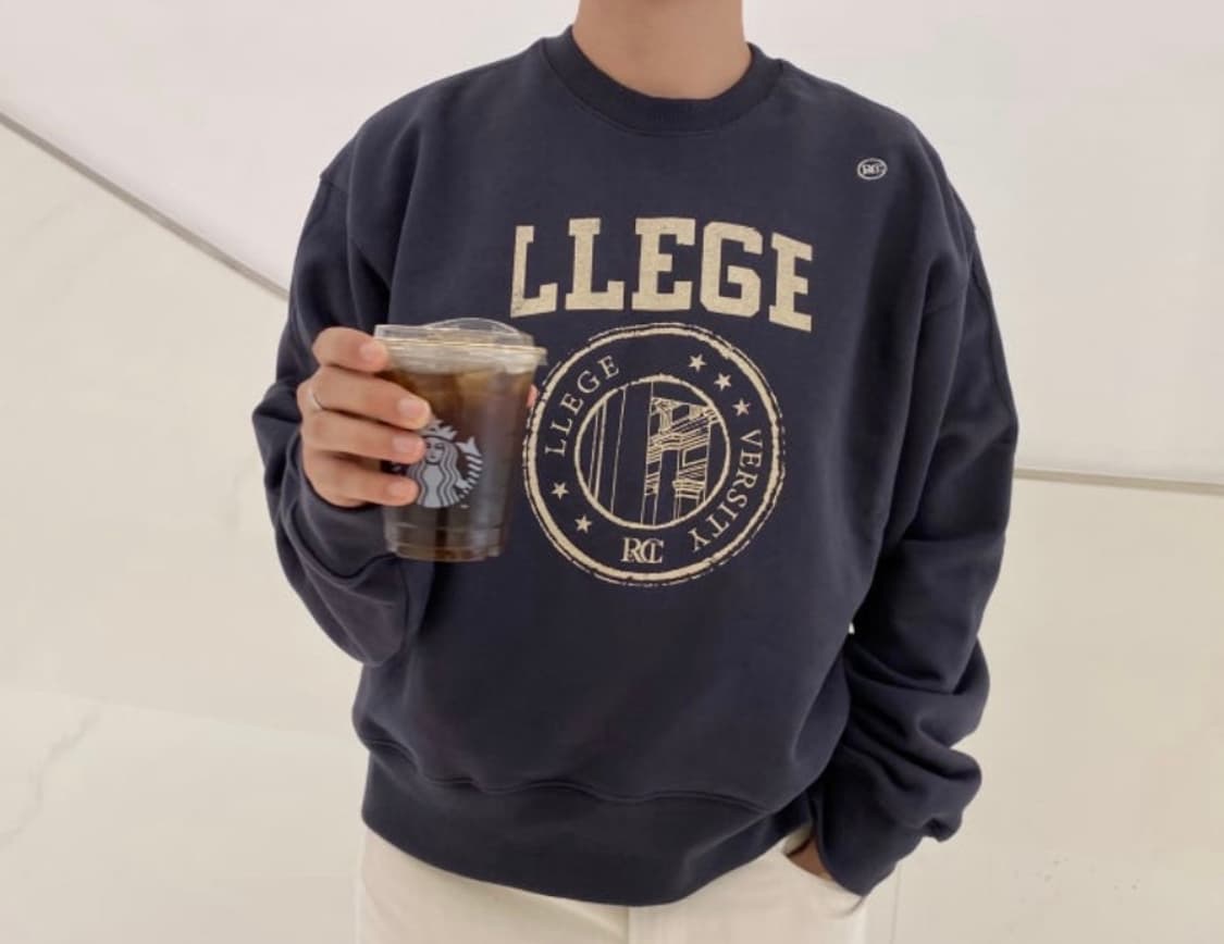 렉토 LLEGE 네이비 맨투맨(남성프리사이즈) 상품이미지1