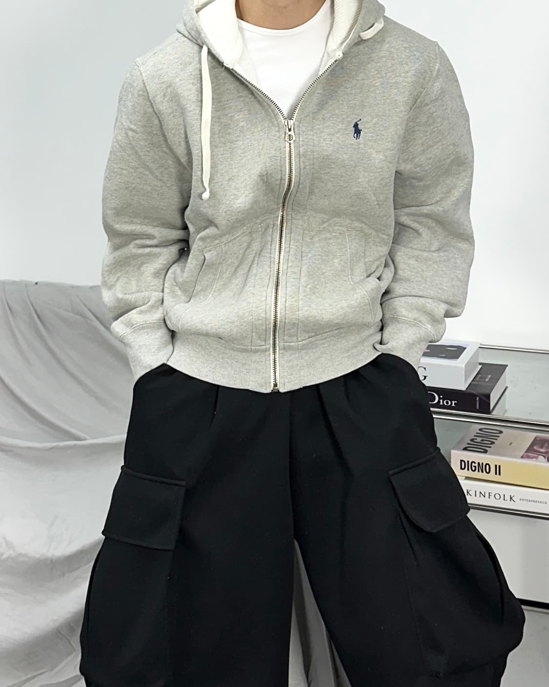 폴로 랄프로렌 그레이 후드집업 L 상품이미지1