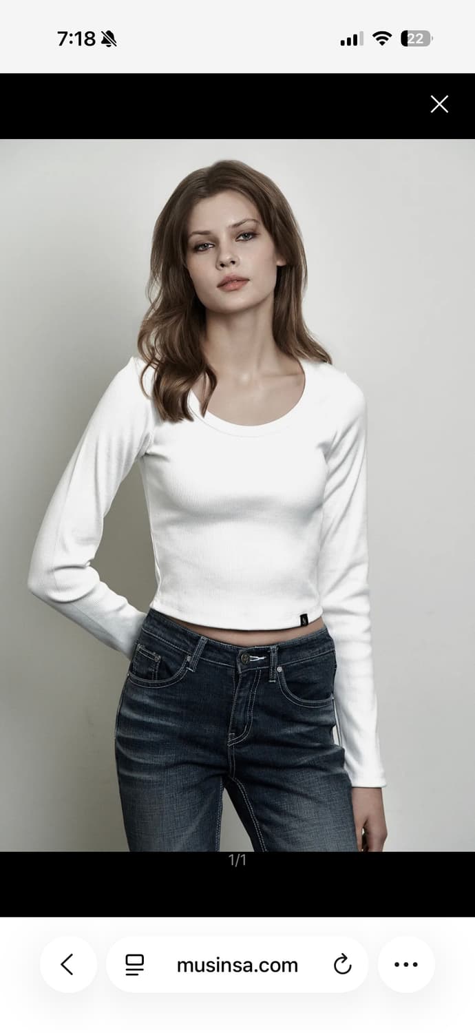 PLAIN RIB CROP LONG SLEEVE WHITE 상품이미지1
