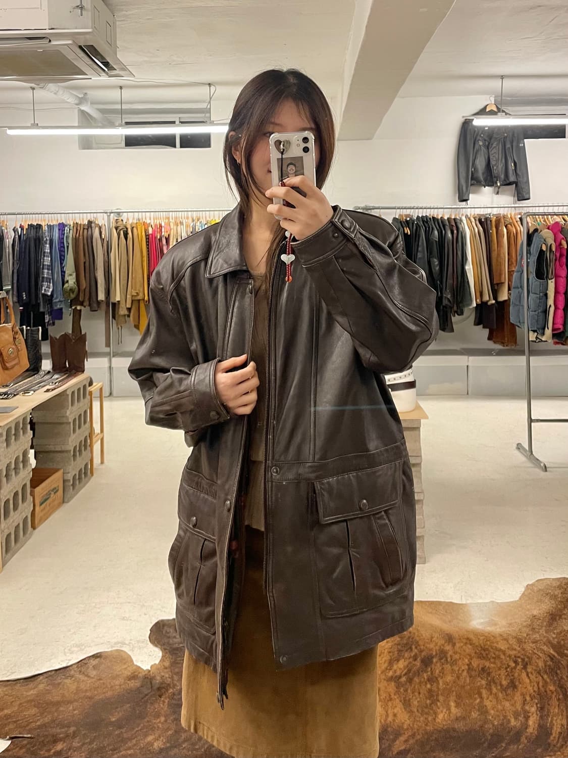 VTG leather padding coat 빈티지 레더 패딩 코트 상품이미지1