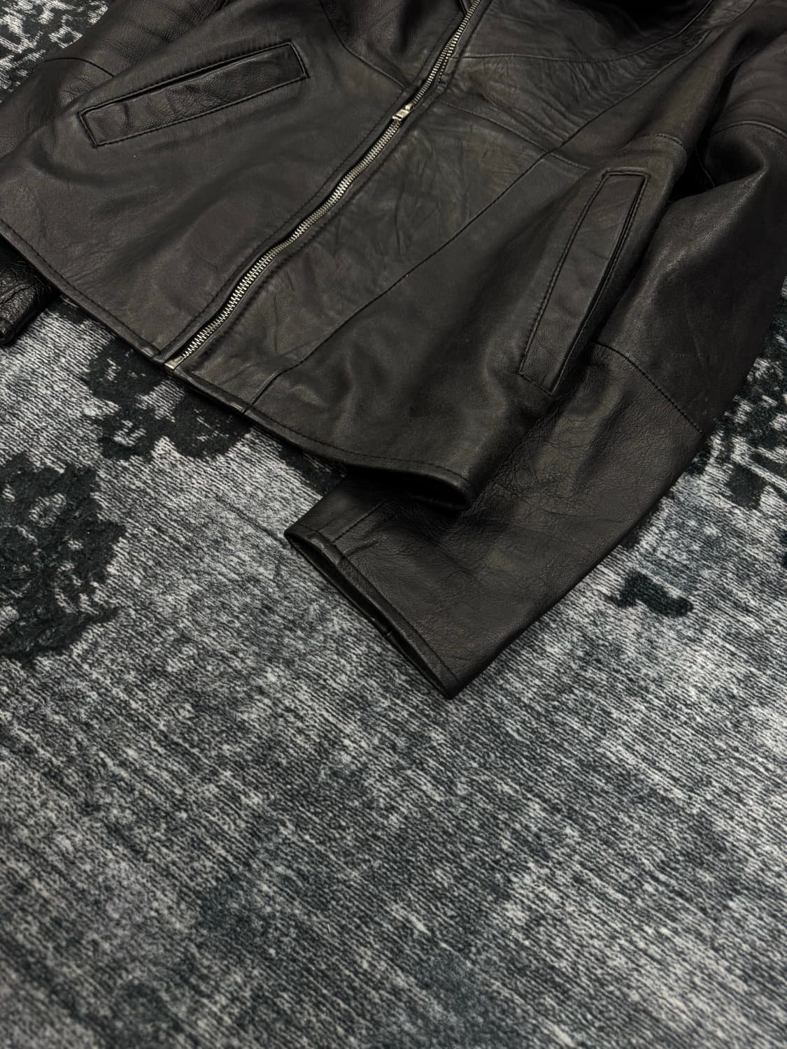 Rubik asymmetry leather hood rider jacke 상품이미지5