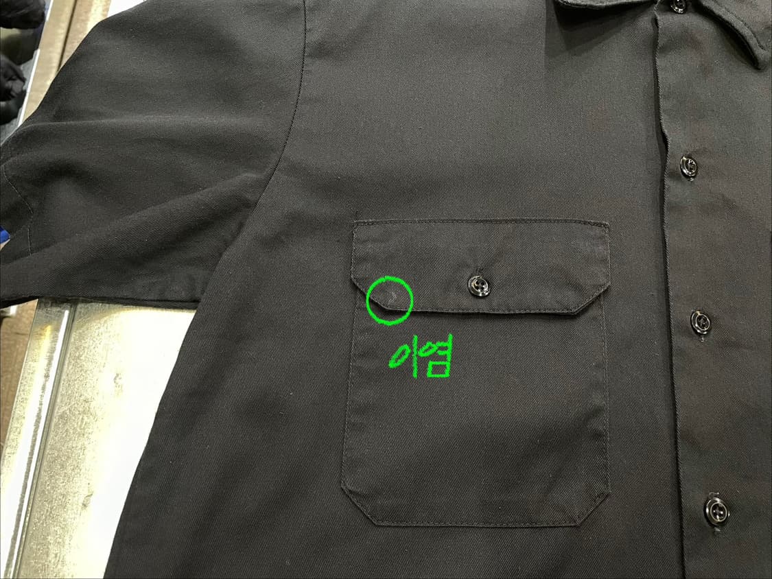 (M) Dickies 디키즈 자수 반팔 워크 셔츠 블랙 상품이미지8
