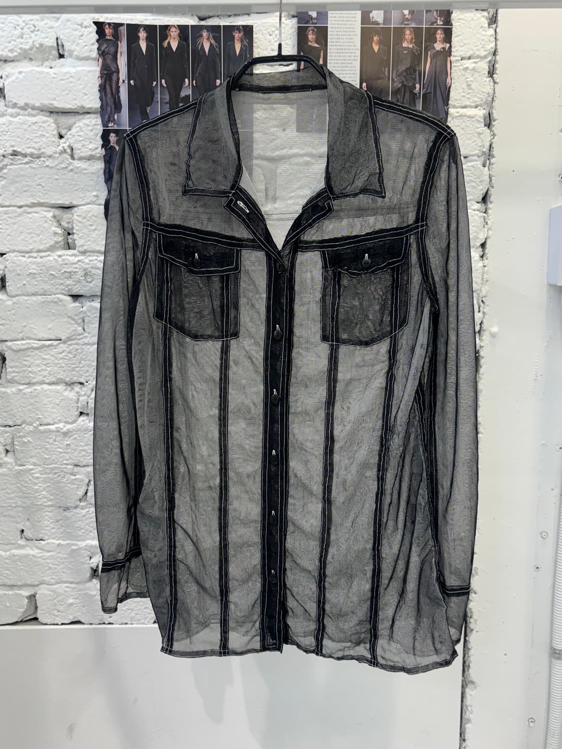 Sheer Stitch Detail Mesh Shirt 상품이미지3