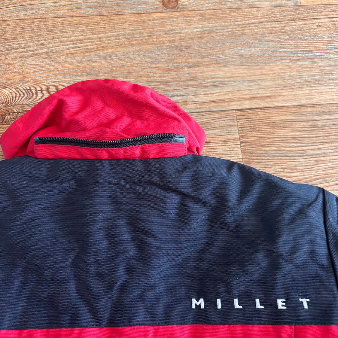 밀레 키즈 120 집업 점퍼 누빔 레드 후드 모자 탈부착 상품이미지7