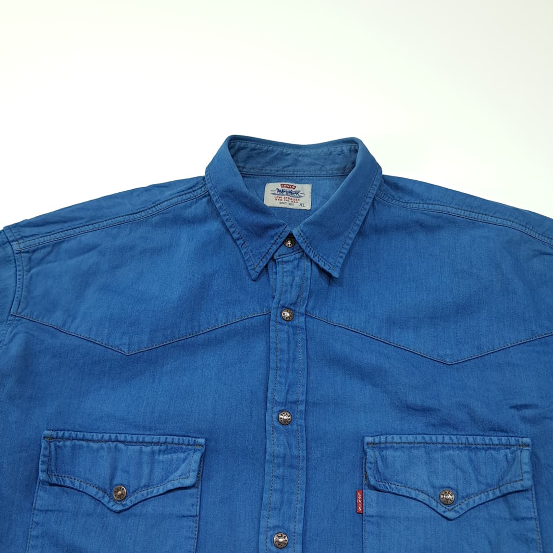 CL751 XL 리바이스 90s 코튼 웨스턴스냅 블루 데님셔츠 남방 상품이미지2