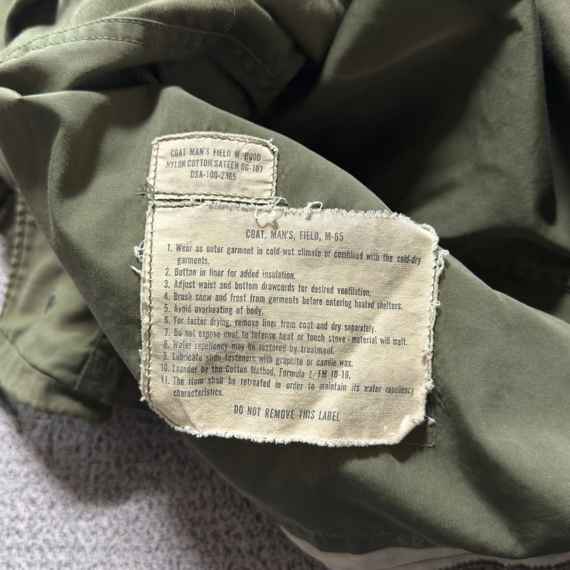 1세대 m65 US army og-107 필드 자켓 상품이미지6