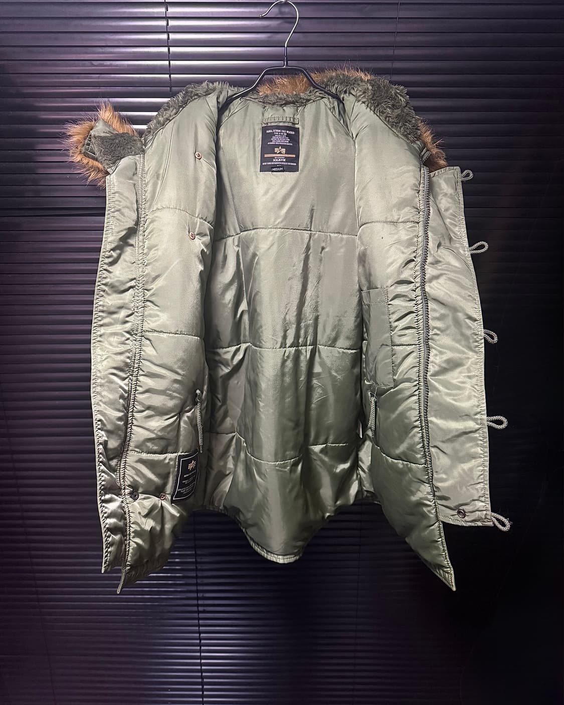 알파인더스트리 N-3B 하이넥 야상 누빔 밀리터리 워크 피쉬테일 털 M 상품이미지8