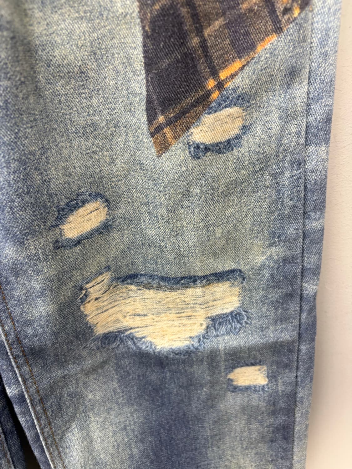 빈티지 y2k 프린팅 체크무늬 데님팬츠 A3091 상품이미지3