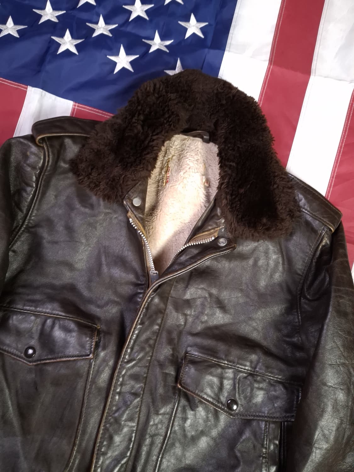 오리지날 미국제조 미해군 G-1 TAPE 리얼레더 항공자켓 상품이미지2