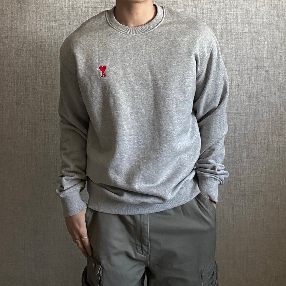 AMI 아미 스몰 하트 로고 크루넥 맨투맨 L 상품이미지2