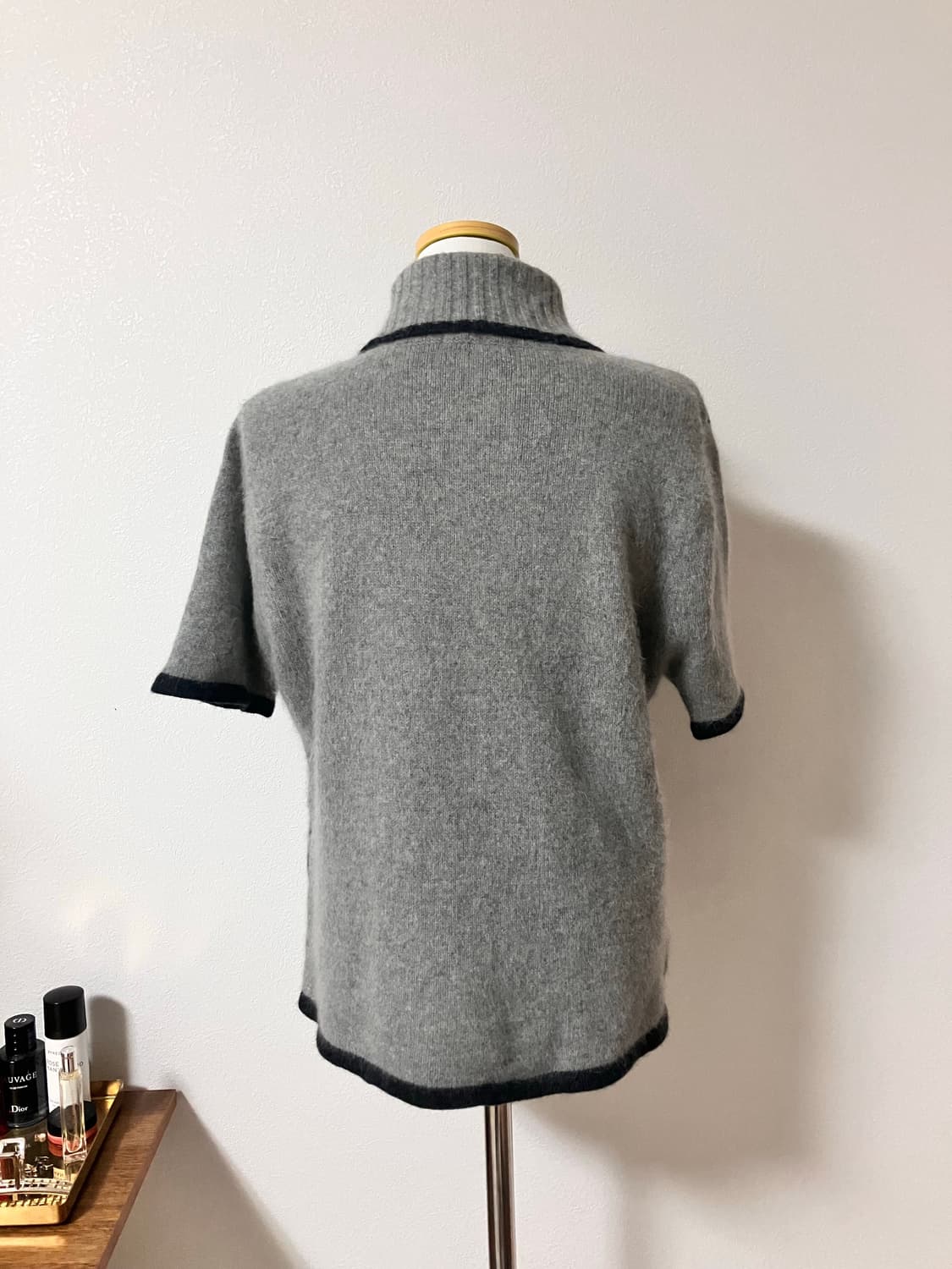 램스울앙고라혼방 아가일 반팔니트 일본빈티지 모리걸 레이어드룩 상품이미지3